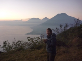 Overlooking Lake Atitlan, Guatemala at sunrise